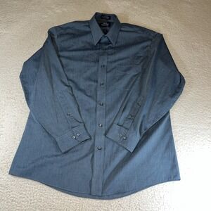 Stafford Wrinkle-Free Dress Shirt 16.5 34/35 Blueish Long Sleeve Cotton Blend